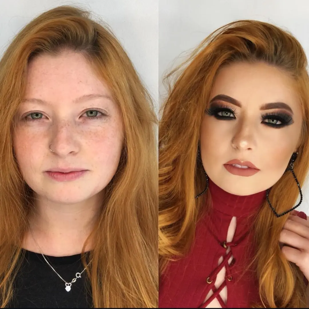 Antes e depois de maquiagem social